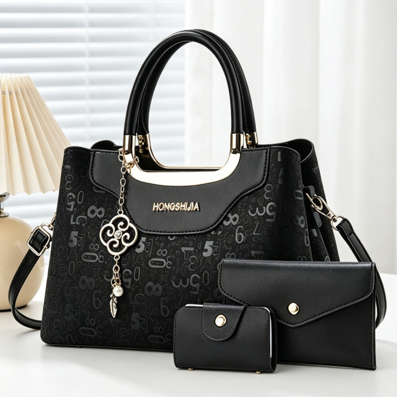 Luxury Zipper Bags - 3-piece Fashion Women's Handbag Set, Light