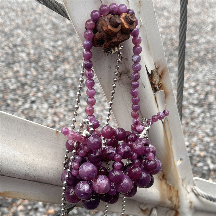 Luxury Bags For Kids - Girls Mini Purple Beaded Clutch Purse