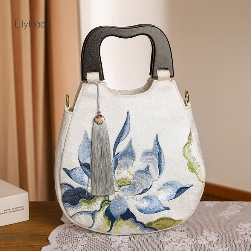 Luxury Bags Medium Size - Women Retro Chic Floral Embroidery Fringes