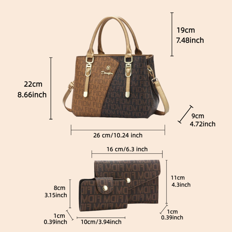 3-piece women's bag set, luxur - đánh giá và giá Luxury Zipper Bags