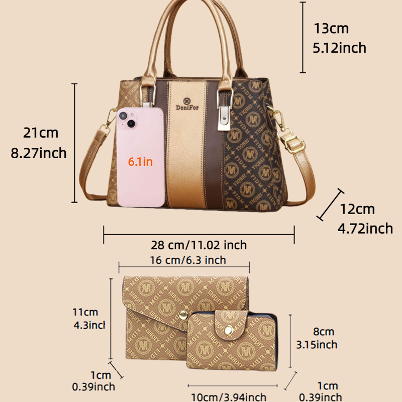 3-piece set of women's handbag - đánh giá và giá Luxury Zipper Bags
