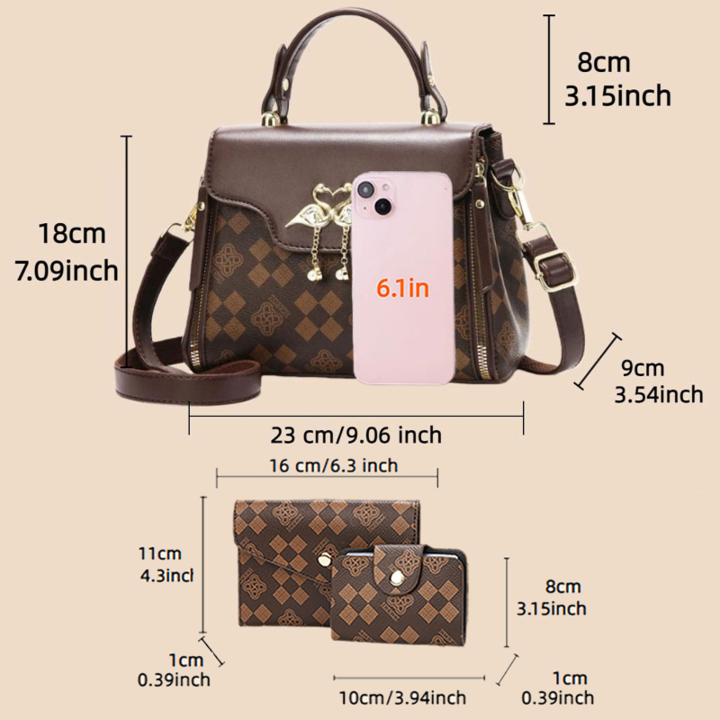 3-piece women's bag set, light - đánh giá và giá Luxury Zipper Bags